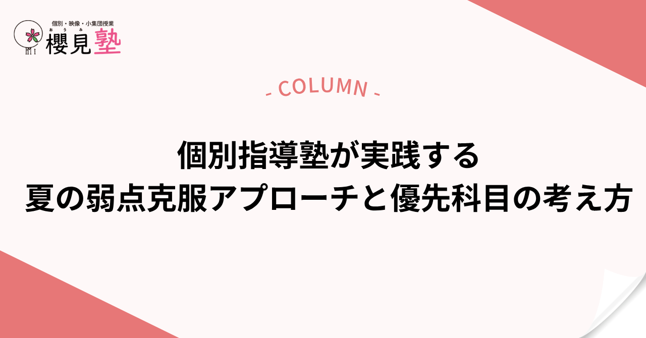 個別指導塾が実践する「夏の弱点克服」アプローチと優先科目の考え方